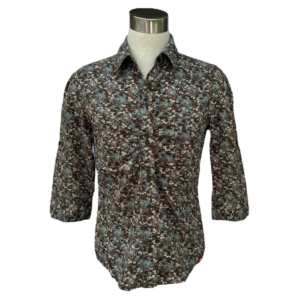 The North Face Brown Floral Button Shirt Small